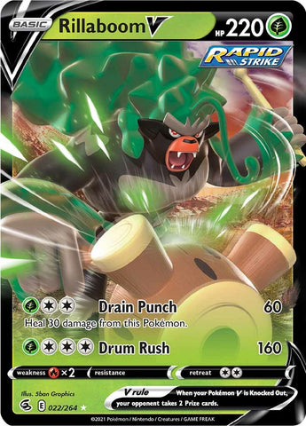 Pokemon | Rillaboom V (022/264) [Sword & Shield: Fusion Strike] | The Nerd Merchant