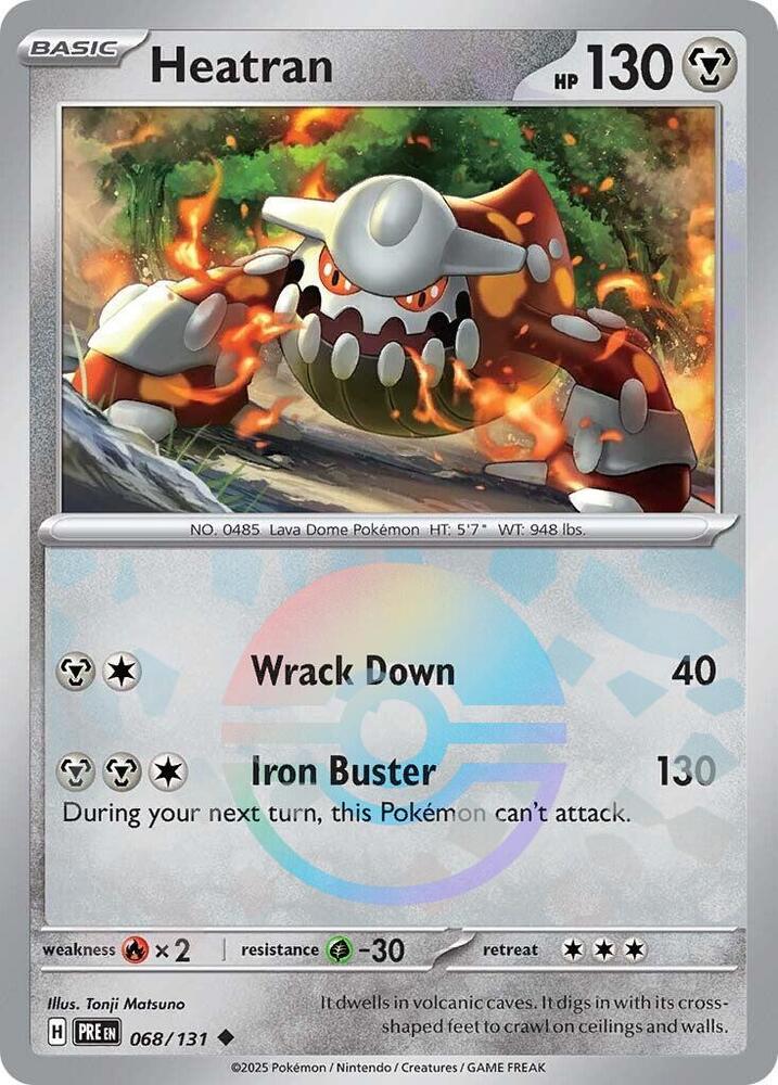 Pokemon | Heatran (068/131) (Poke Ball Pattern) [Scarlet & Violet: Prismatic Evolutions] | The Nerd Merchant