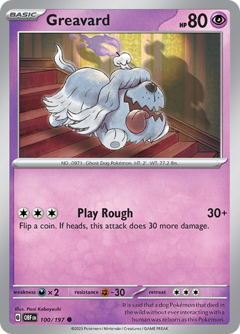 Pokemon | Greavard (100/197) [Scarlet & Violet: Obsidian Flames] | The Nerd Merchant