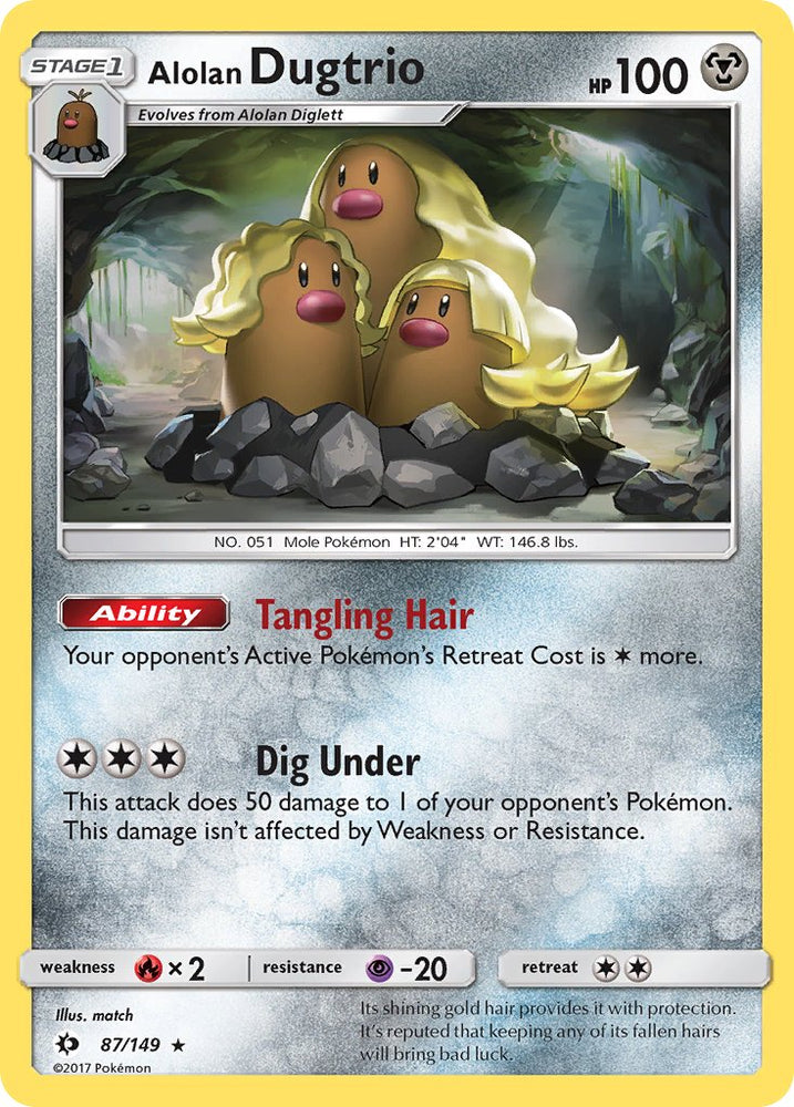 Pokemon | Alolan Dugtrio (87/149) (Cosmos Holo) (Blister Exclusive) [Sun & Moon: Base Set] | The Nerd Merchant