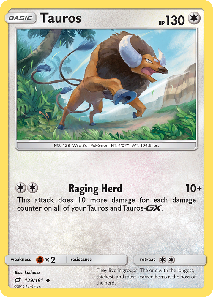 Pokemon | Tauros (129/181) [Sun & Moon: Team Up] | The Nerd Merchant