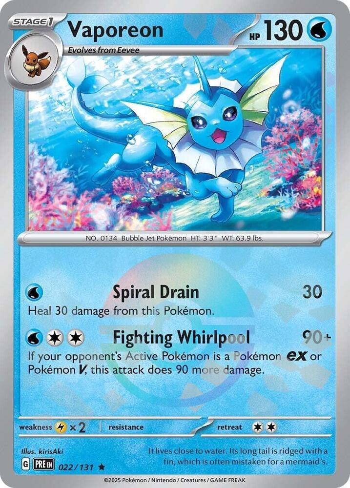 Pokemon | Vaporeon (022/131) (Poke Ball Pattern) [Scarlet & Violet: Prismatic Evolutions] | The Nerd Merchant