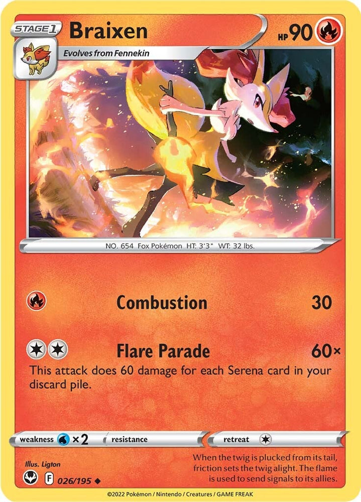 Pokemon | Braixen (026/195) [Sword & Shield: Silver Tempest] | The Nerd Merchant