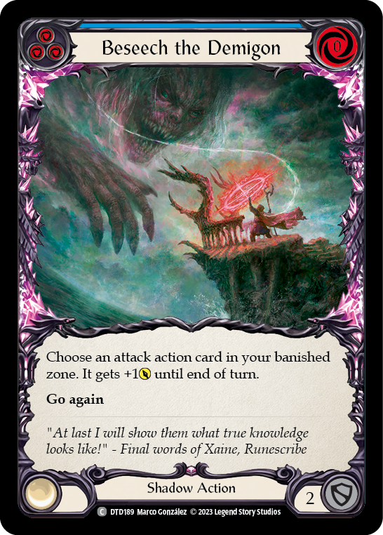 Flesh and Blood TCG | Beseech the Demigon (Blue) [DTD189] (Dusk Till Dawn)  Rainbow Foil | The Nerd Merchant