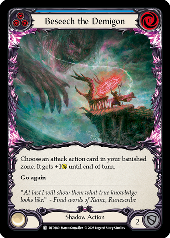 Flesh and Blood TCG | Beseech the Demigon (Blue) [DTD189] (Dusk Till Dawn)  Rainbow Foil | The Nerd Merchant