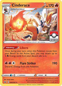 Pokemon | Cinderace (034/202) (League Promo) [Sword & Shield: Base Set] | The Nerd Merchant