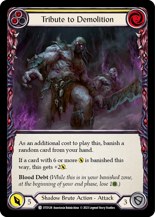 Flesh and Blood TCG | Tribute to Demolition (Yellow) [DTD128] (Dusk Till Dawn) | The Nerd Merchant