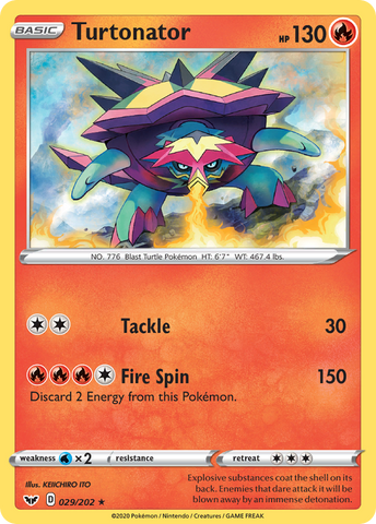 Pokemon | Turtonator (029/202) [Sword & Shield: Base Set] | The Nerd Merchant