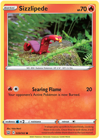 Pokemon | Sizzlipede (029/163) [Sword & Shield: Battle Styles] | The Nerd Merchant