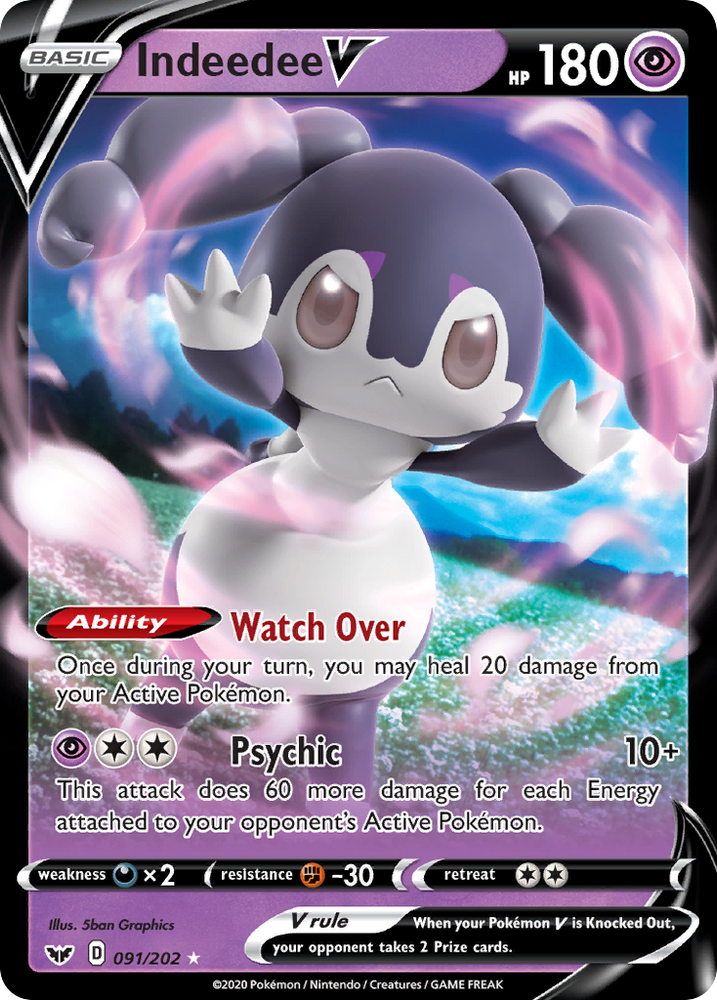 Pokemon | Indeedee V (091/202) [Sword & Shield: Base Set] | The Nerd Merchant