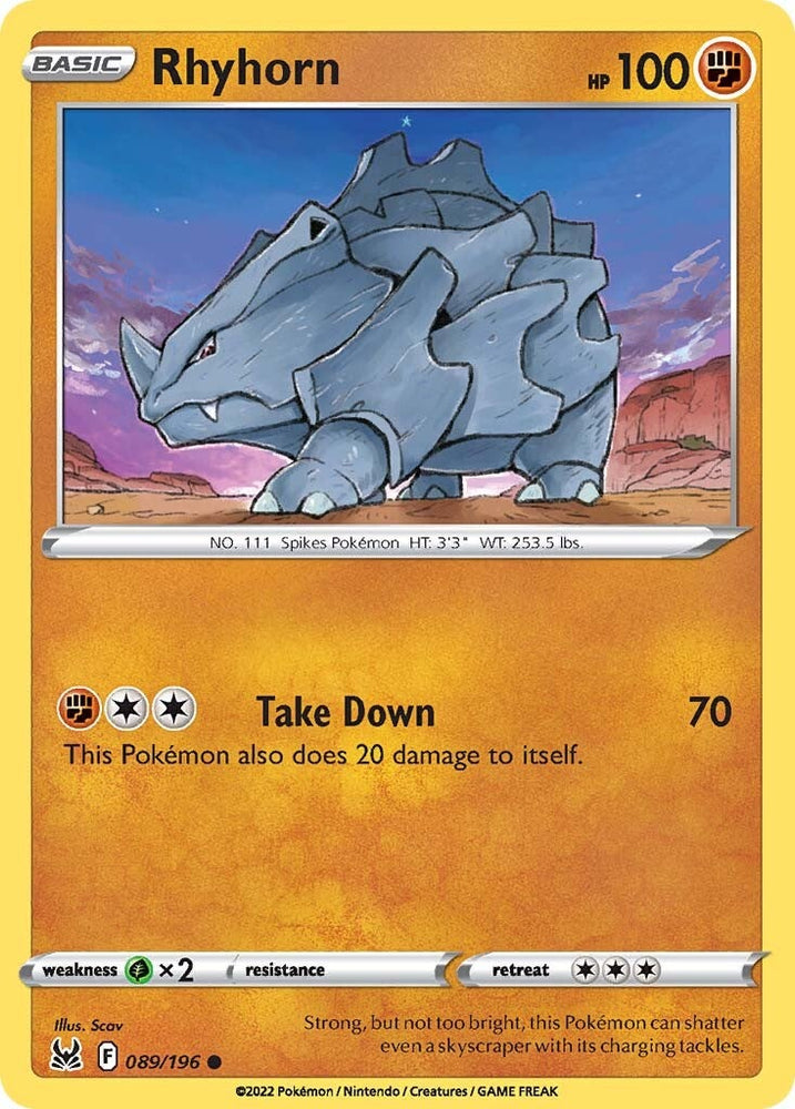Pokemon | Rhyhorn (089/196) [Sword & Shield: Lost Origin] | The Nerd Merchant