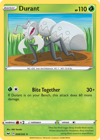 Pokemon | Durant (008/202) [Sword & Shield: Base Set] | The Nerd Merchant