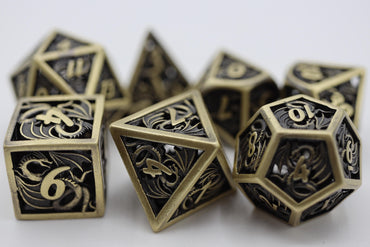 Foam Brain Games | Dragon Essence: Bronze - Hollow Metal RPG Dice Set | The Nerd Merchant