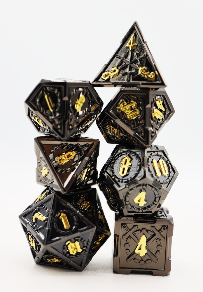 Foam Brain Games | Crossed Swords: Demonic Sword - Metal RPG Dice Set | The Nerd Merchant