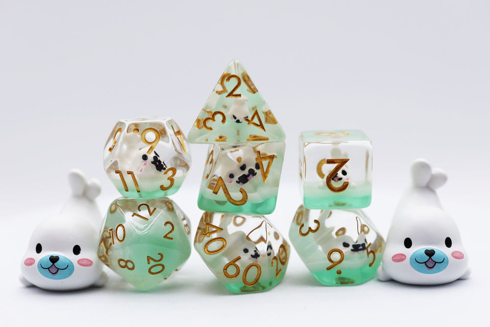 Foam Brain Games | White Seal RPG Dice Set | The Nerd Merchant