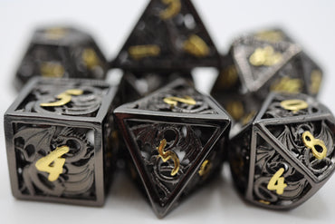 Foam Brain Games | Dragon Essence: Night - Hollow Metal RPG Dice Set | The Nerd Merchant