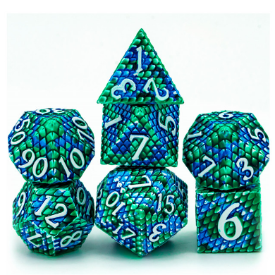 Foam Brain Games | Dragon Scale: Ocean - Metal RPG Dice Set | The Nerd Merchant