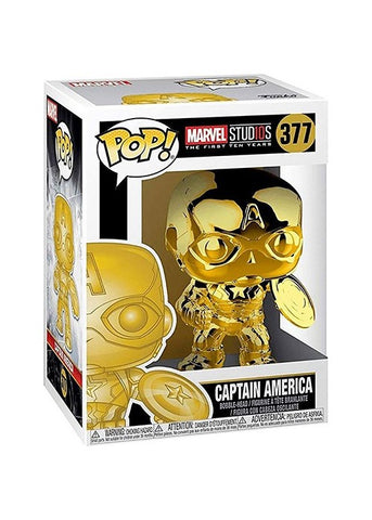 Funko Pop | Captain America (Gold Chrome) - Marvel #377 [EUC] | The Nerd Merchant