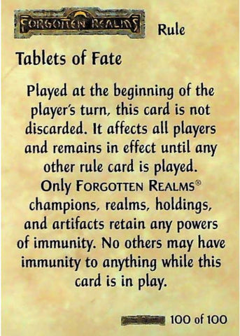 Spellfire CCG | Tablets of Fate - Forgotten  Realms 100/100 | The Nerd Merchant