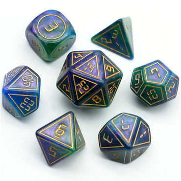 Foam Brain Games | Cybernated Purple & Green RPG Dice Set - XLarge | The Nerd Merchant