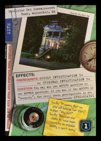 X-Files CCG | Excelsis Dei Convalescent Home, Worcester, MA XF96-0043v1  | The Nerd Merchant