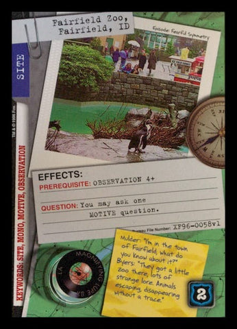 X-Files CCG | Fairfield Zoo, Fairfield, ID XF96-0058v1  | The Nerd Merchant