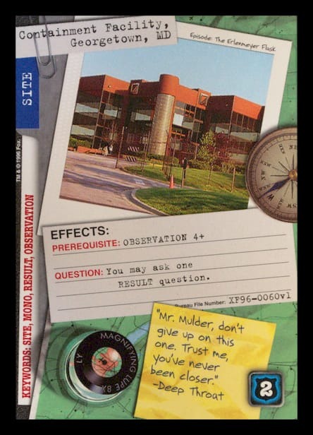 X-Files CCG | Containment Facility, Georgetown, MD XF96-0060v1  | The Nerd Merchant