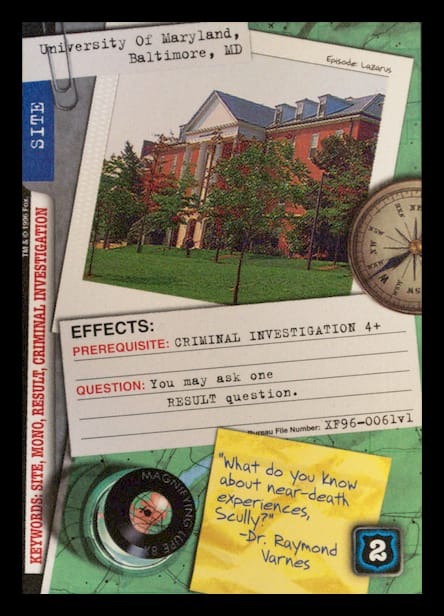 X-Files CCG | University Of Maryland, Baltimore, MD XF96-0061v1  | The Nerd Merchant
