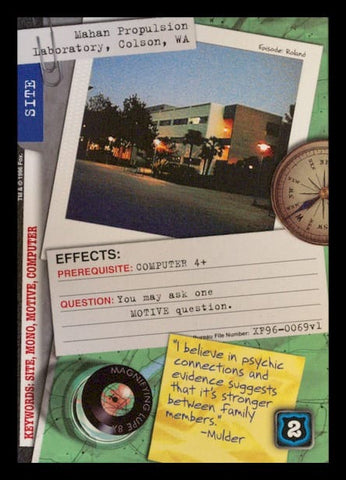 X-Files CCG | Mahan Propulsion Laboratory, Colson, WA XF96-0069v1  | The Nerd Merchant