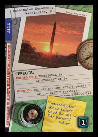 X-Files CCG | Washington Monument, Washington, DC XF96-0072v1  | The Nerd Merchant