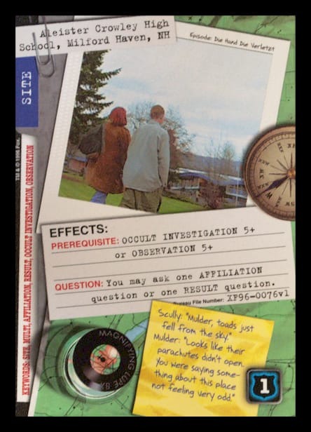X-Files CCG | Aleister Crowley High School, Milford Haven, NH XF96-0076v1  | The Nerd Merchant
