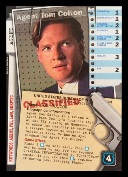 X-Files CCG | Agent Tom Colton XF96-0176v1  | The Nerd Merchant