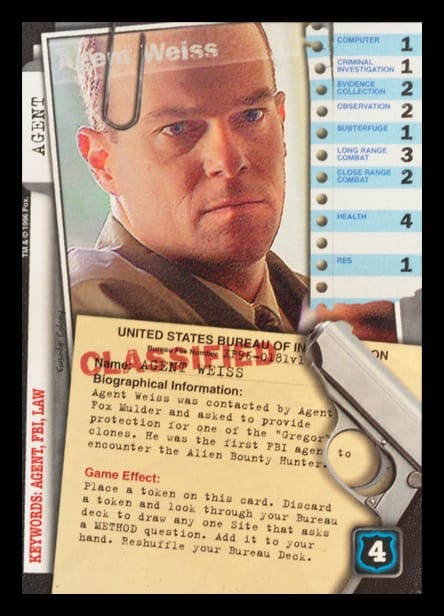 X-Files CCG | Agent Weiss XF96-0181v1  | The Nerd Merchant