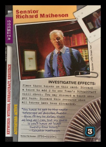 X-Files CCG | Senator Richard Matheson XF96-0220v1  | The Nerd Merchant