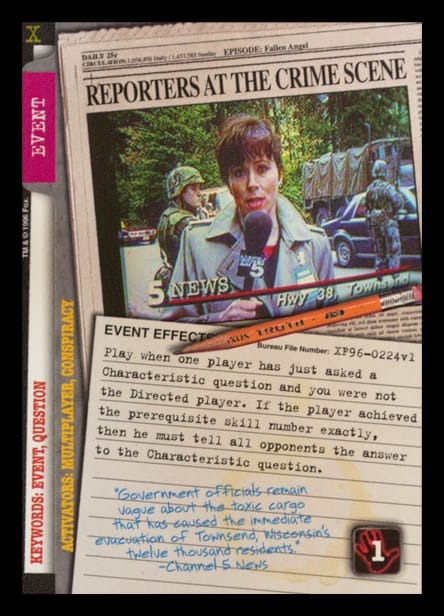 X-Files CCG | Reporters at the Crime Scene XF96-0224v1  | The Nerd Merchant