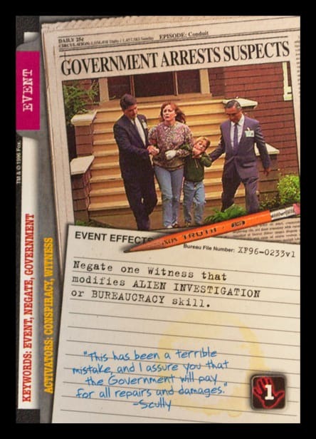 X-Files CCG | Government Arrests Suspects XF96-0233v1  | The Nerd Merchant