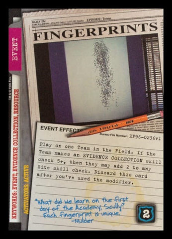 X-Files CCG | Fingerprints XF96-0236v1  | The Nerd Merchant
