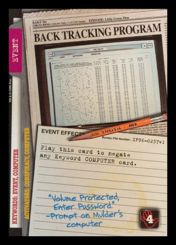 X-Files CCG | Back Tracking Program XF96-0237v1  | The Nerd Merchant