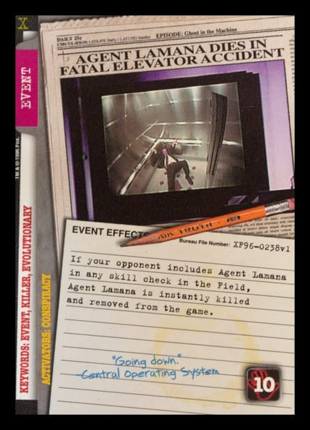 X-Files CCG | Agent Lamana Dies in Fatal Elevator Accident XF96-0238v1  | The Nerd Merchant