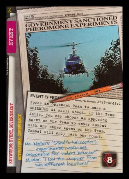 X-Files CCG | Government Sanctioned Pheromone Experiments XF96-0241v1  | The Nerd Merchant