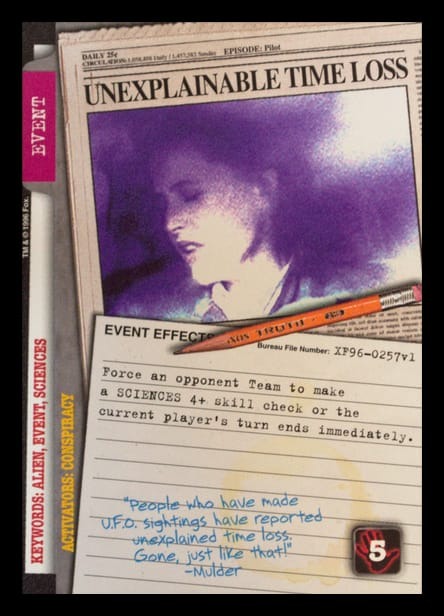 X-Files CCG | Unexplainable Time Loss XF96-0257v1  | The Nerd Merchant