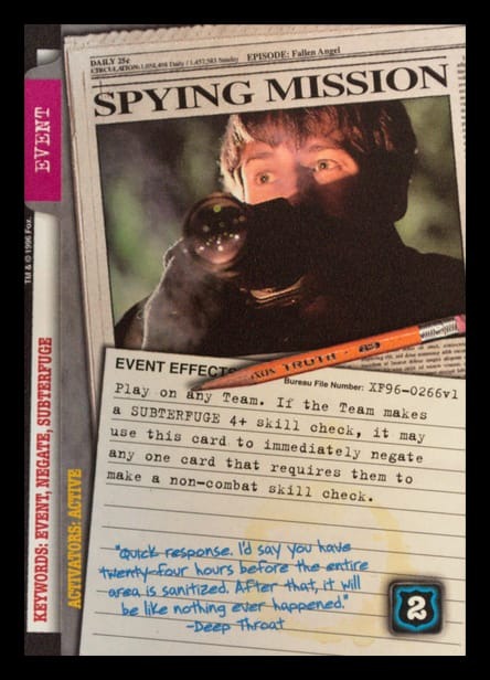 X-Files CCG | Spying Mission XF96-0266v1  | The Nerd Merchant