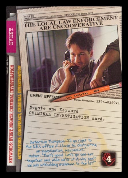 X-Files CCG | The Local Law Enforcement Are Uncooperative XF96-0269v1  | The Nerd Merchant
