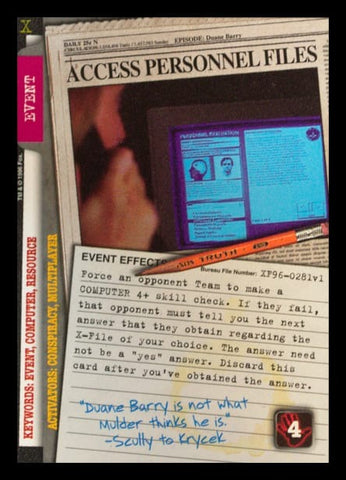 X-Files CCG | Access Personnel Files XF96-0281v1  | The Nerd Merchant