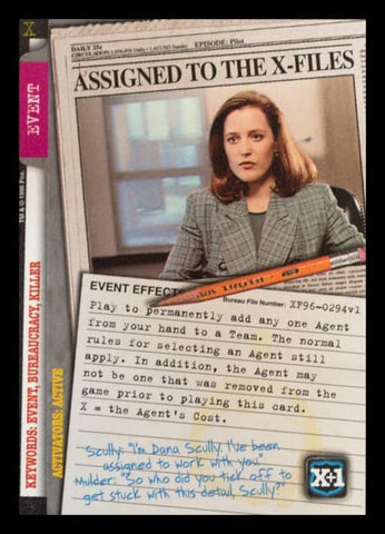 X-Files CCG | Assigned to the X-Files XF96-0294v1  | The Nerd Merchant