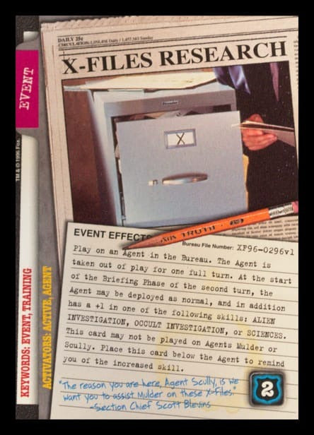 X-Files CCG | X-Files Research XF96-0296v1  | The Nerd Merchant