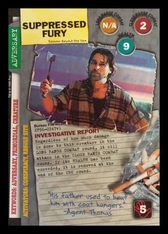 X-Files CCG | Suppressed Fury XF96-0347v1  | The Nerd Merchant