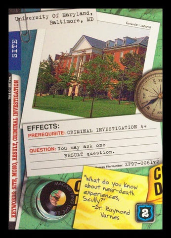 X-Files CCG | University Of Maryland, Baltimore, MD XF97-0061v2  | The Nerd Merchant
