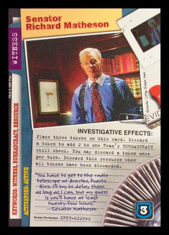 X-Files CCG | Senator Richard Matheson XF97-0220v2  | The Nerd Merchant