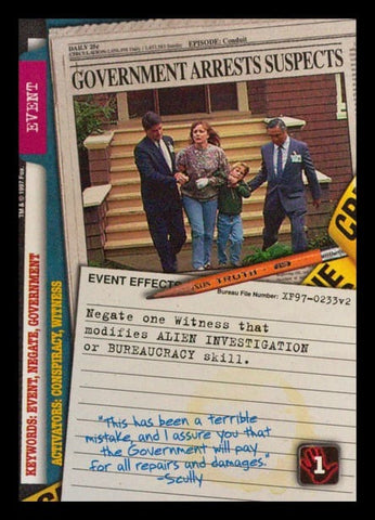 X-Files CCG | Government Arrests Suspects XF97-0233v2  | The Nerd Merchant